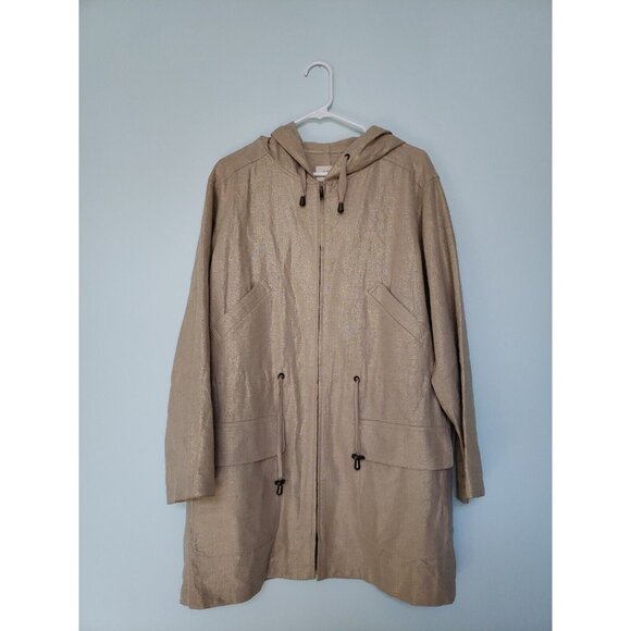 J Jill Jackets & Blazers - J. Jill Women's LP Jacket Gold Sparkly Linen Blend Zip Up Pockets Long Sleeve